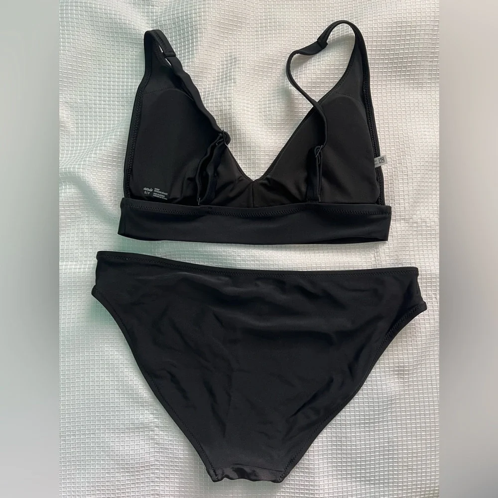 Aerie Black Triangle Bikini Set S/M Flattering Fall Break